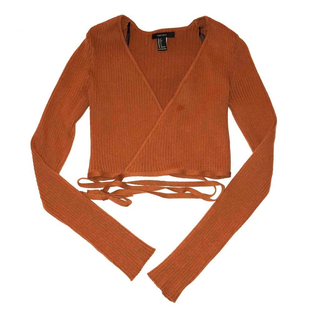 Ribbed surplice crop top